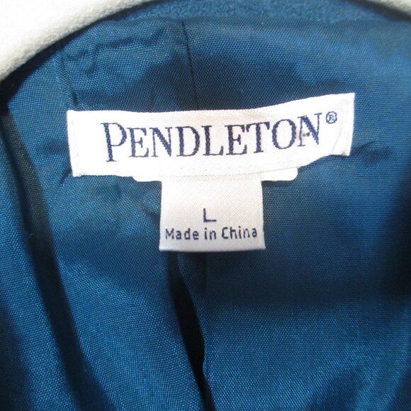 Pendleton Coat Womens Blue Teal Button Up Merino Wool Pea Jacket Size L - Picture 4 of 6